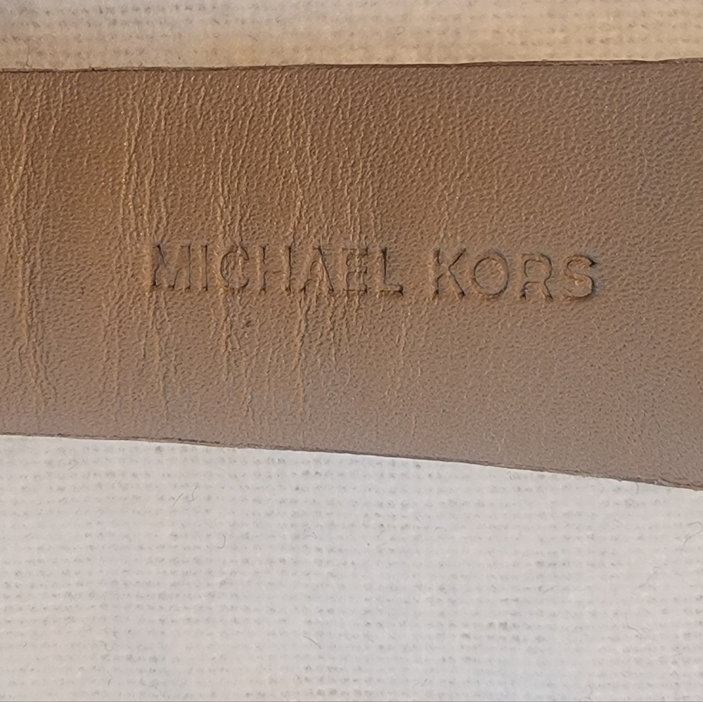 MICHAEL KORS GOLD Crystal Bezel Ladies Watch GOLD Leather Snake Strap Box $325 - Picture 6 of 13